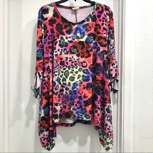 Zadie B’s Floral Tunic Blouse Top w/Pockets, 2X